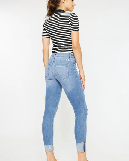 Kancan Distressed Cat's Whiskers Button Fly Jeans - THE AMERICAN BLUE