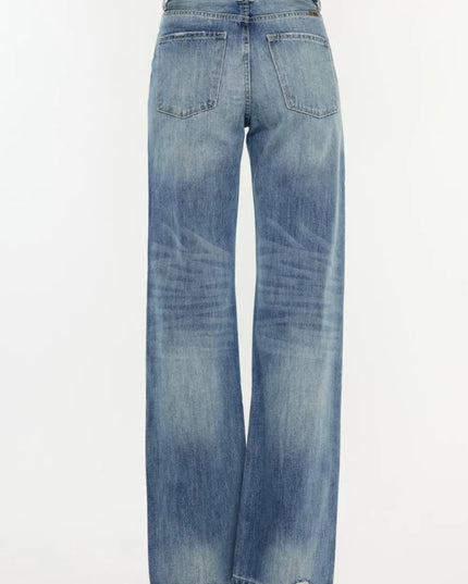 Kancan Distressed High Waist Bootcut Jeans - THE AMERICAN BLUE