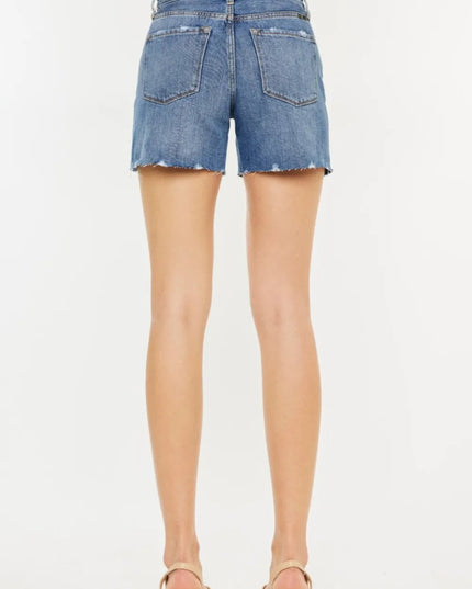 Kancan Distressed High Waist Denim Shorts - THE AMERICAN BLUE