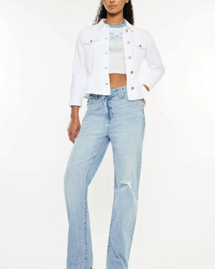 Kancan Distressed High Waist Straight Jeans - THE AMERICAN BLUE