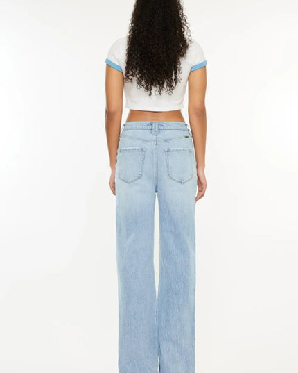 Kancan Distressed High Waist Straight Jeans - THE AMERICAN BLUE
