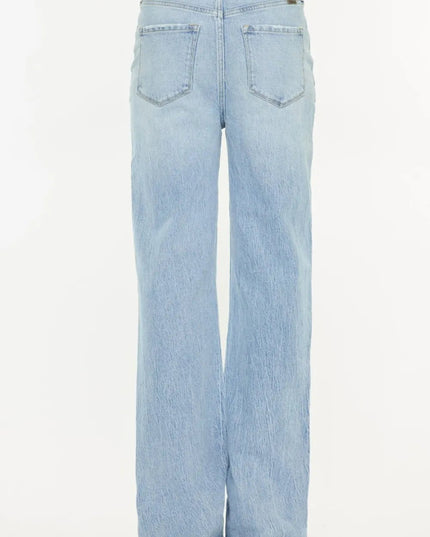 Kancan Distressed High Waist Straight Jeans - THE AMERICAN BLUE