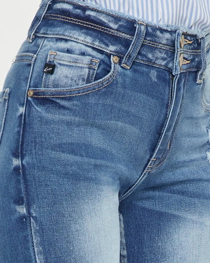 Kancan Distressed Raw Hem High Waist Jeans - THE AMERICAN BLUE
