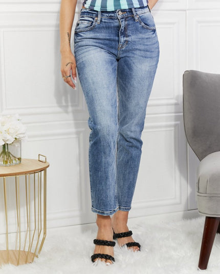 Kancan Full Size Amara High Rise Slim Straight Jeans Plus Size - THE AMERICAN BLUE