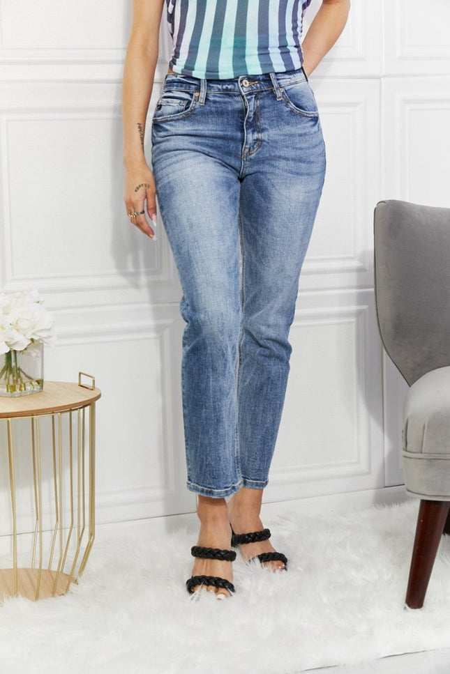 Kancan Full Size Amara High Rise Slim Straight Jeans Plus Size - THE AMERICAN BLUE