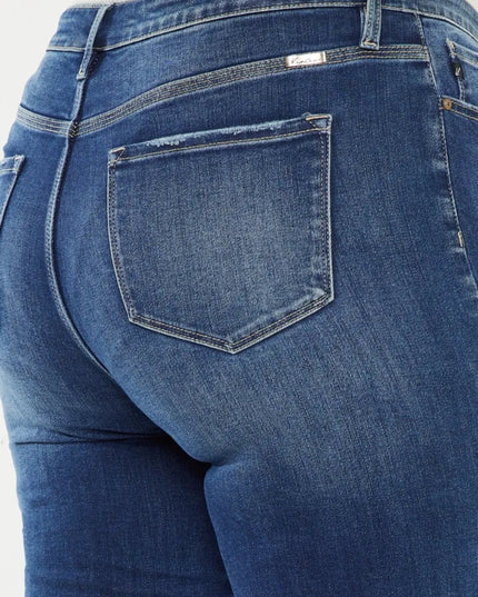 Kancan Full Size Cat's Whiskers Button Fly Denim Shorts - THE AMERICAN BLUE