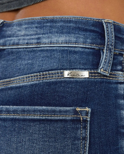 Kancan Full Size Cat's Whiskers Button Fly Denim Shorts - THE AMERICAN BLUE