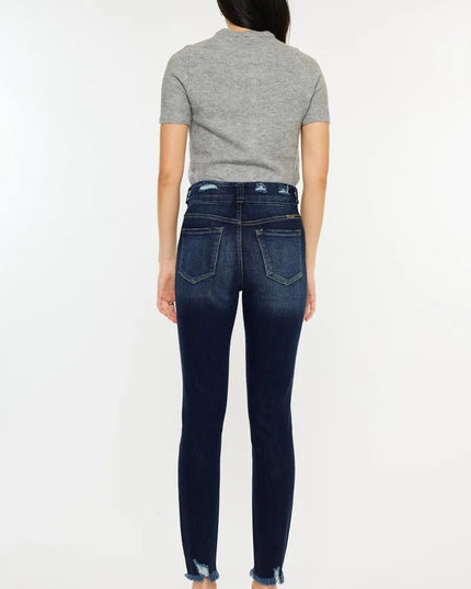 Kancan Full Size Cat's Whiskers Raw Hem High Waist Jeans - THE AMERICAN BLUE