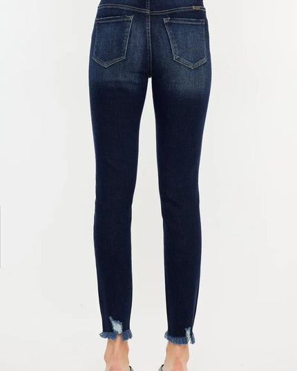Kancan Full Size Cat's Whiskers Raw Hem High Waist Jeans - THE AMERICAN BLUE