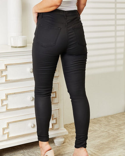 Kancan Full Size High Rise Black Coated Ankle Skinny Jeans - THE AMERICAN BLUE