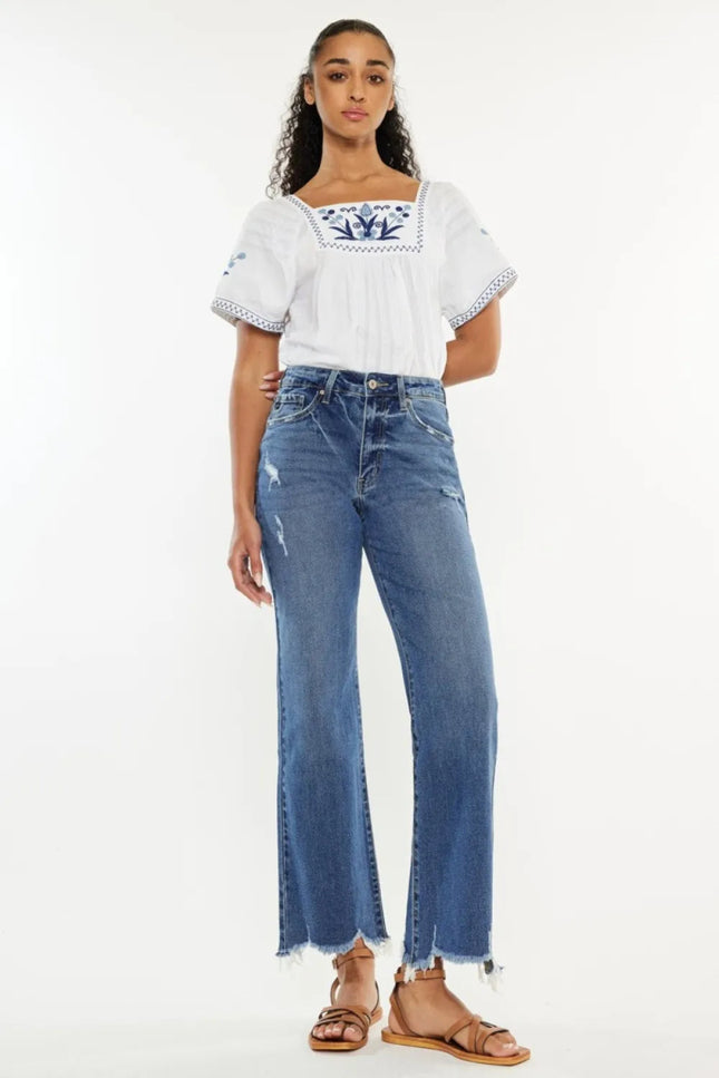 Kancan Full Size High Rise Slim Wide Leg Jeans - THE AMERICAN BLUE