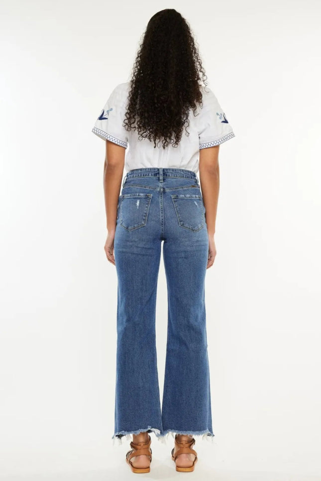 Kancan Full Size High Rise Slim Wide Leg Jeans - THE AMERICAN BLUE