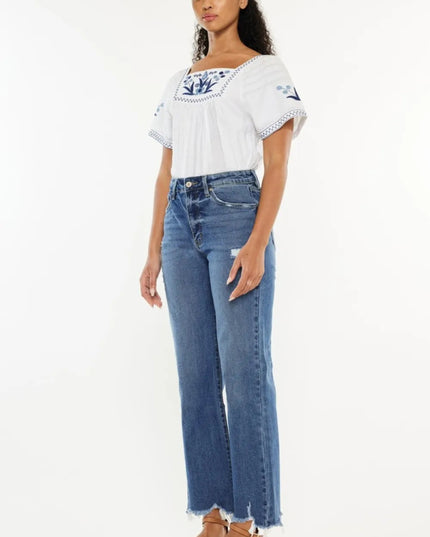 Kancan Full Size High Rise Slim Wide Leg Jeans - THE AMERICAN BLUE