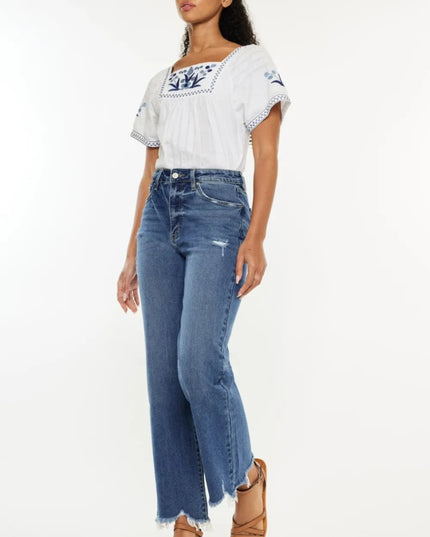 Kancan Full Size High Rise Slim Wide Leg Jeans - THE AMERICAN BLUE
