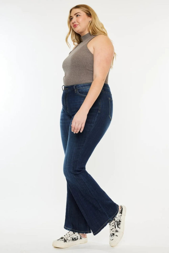 Kancan Full Size Mid Rise Flare Jeans - THE AMERICAN BLUE