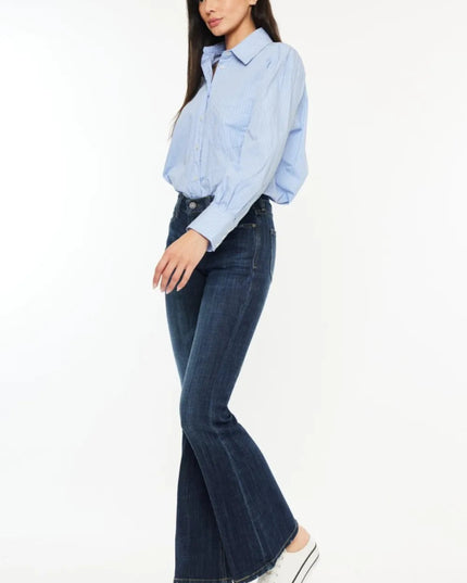 Kancan Full Size Mid Rise Flare Jeans - THE AMERICAN BLUE