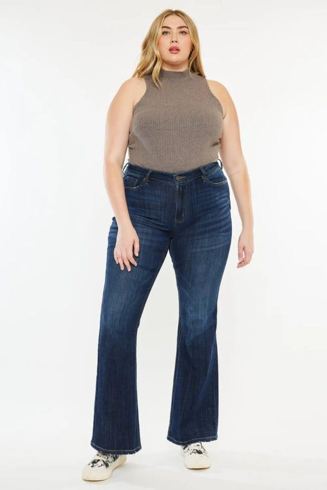 Kancan Full Size Mid Rise Flare Jeans - THE AMERICAN BLUE