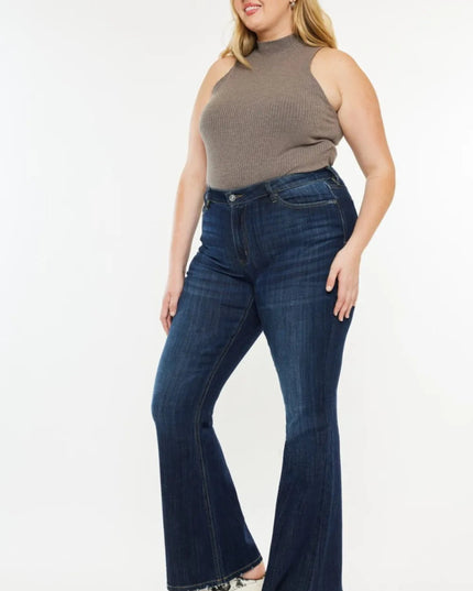 Kancan Full Size Mid Rise Flare Jeans - THE AMERICAN BLUE