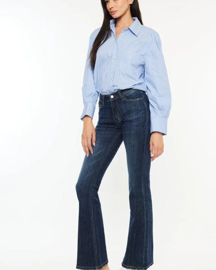Kancan Full Size Mid Rise Flare Jeans - THE AMERICAN BLUE