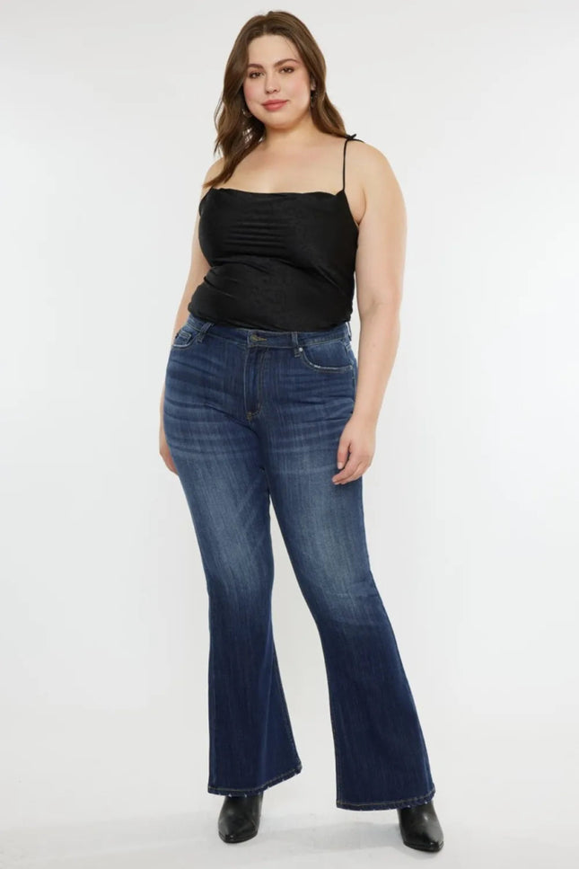Kancan Full Size Mid Rise Slim Flare Jeans - THE AMERICAN BLUE