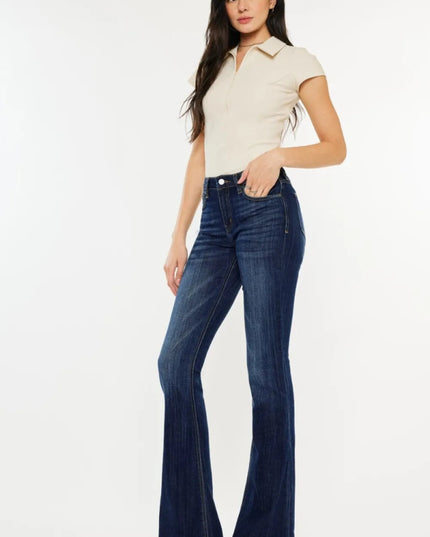 Kancan Full Size Mid Rise Slim Flare Jeans - THE AMERICAN BLUE