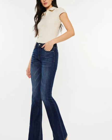 Kancan Full Size Mid Rise Slim Flare Jeans - THE AMERICAN BLUE