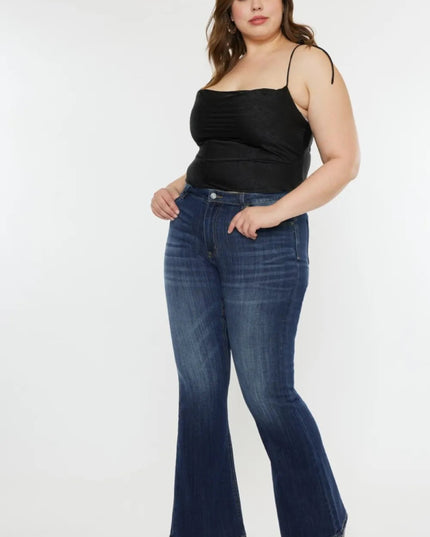 Kancan Full Size Mid Rise Slim Flare Jeans - THE AMERICAN BLUE