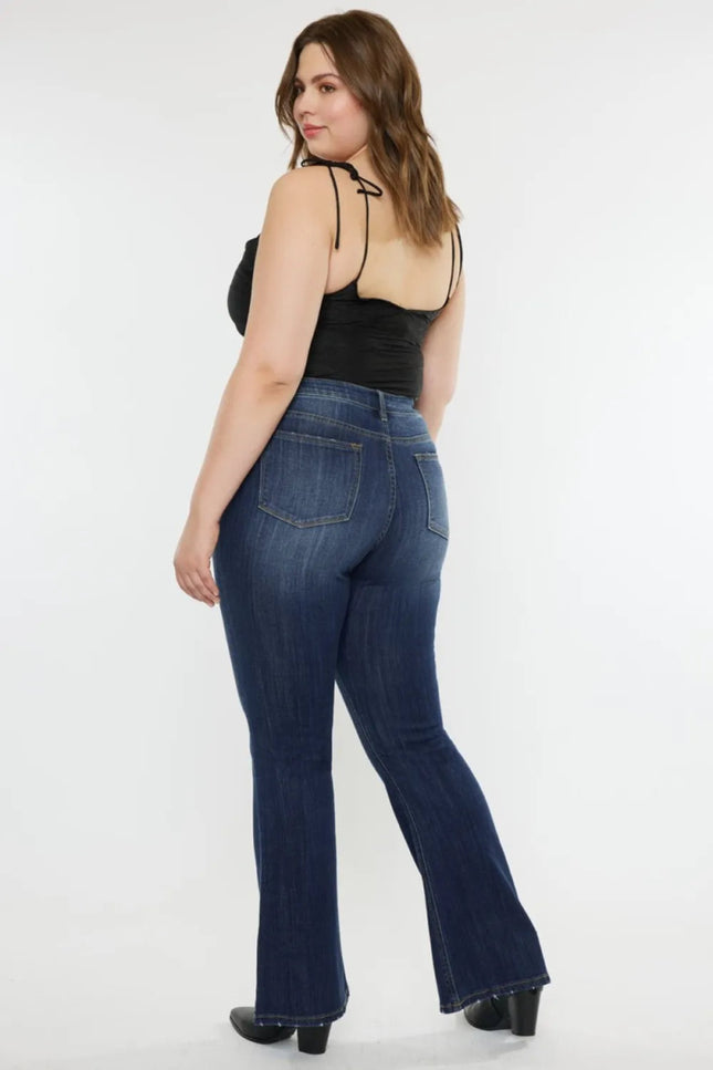 Kancan Full Size Mid Rise Slim Flare Jeans - THE AMERICAN BLUE