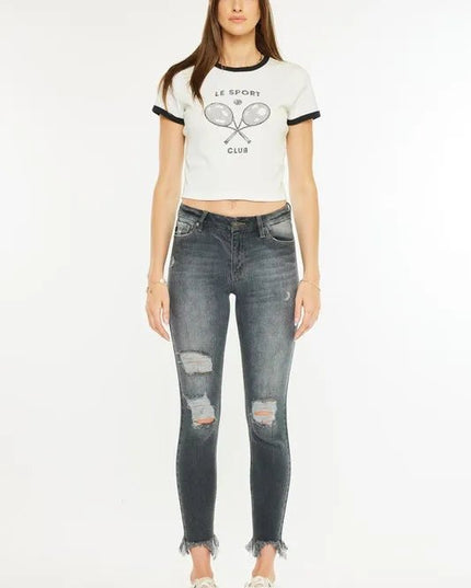 Kancan High Rise Distressed Ankle Skinny Jeans - THE AMERICAN BLUE