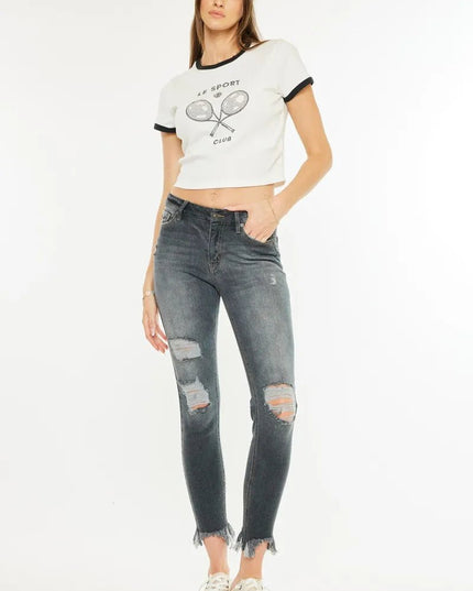 Kancan High Rise Distressed Ankle Skinny Jeans - THE AMERICAN BLUE