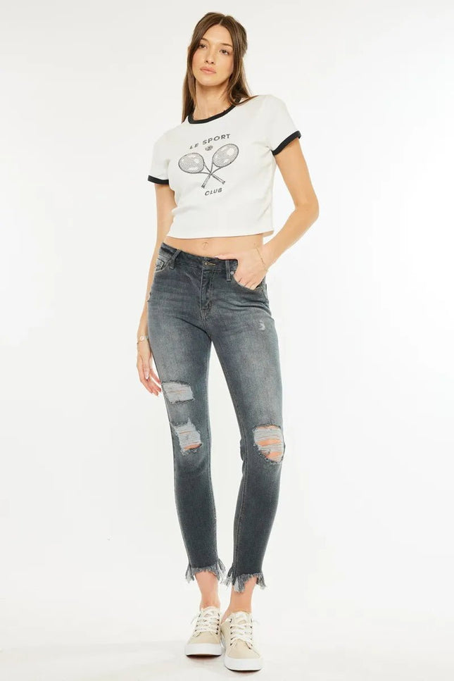 Kancan High Rise Distressed Ankle Skinny Jeans - THE AMERICAN BLUE