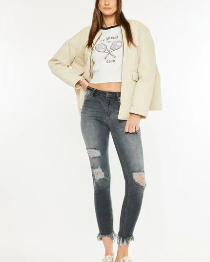 Kancan High Rise Distressed Ankle Skinny Jeans - THE AMERICAN BLUE