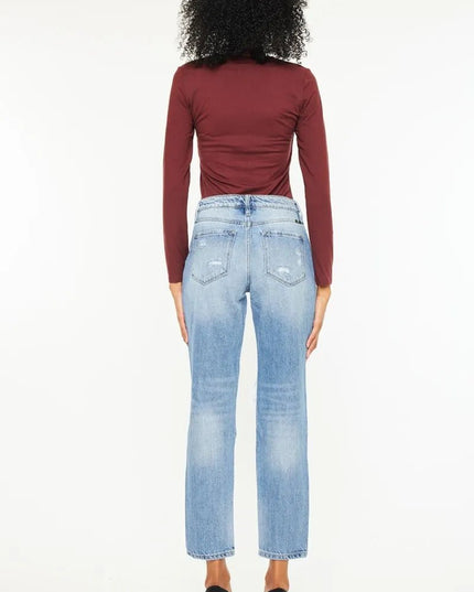 Kancan High Rise Distressed Boyfriend Jeans - THE AMERICAN BLUE