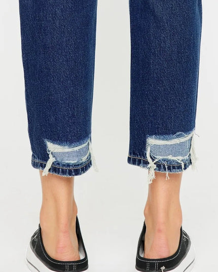 Kancan High Rise Distressed Mom Fit Jeans - THE AMERICAN BLUE