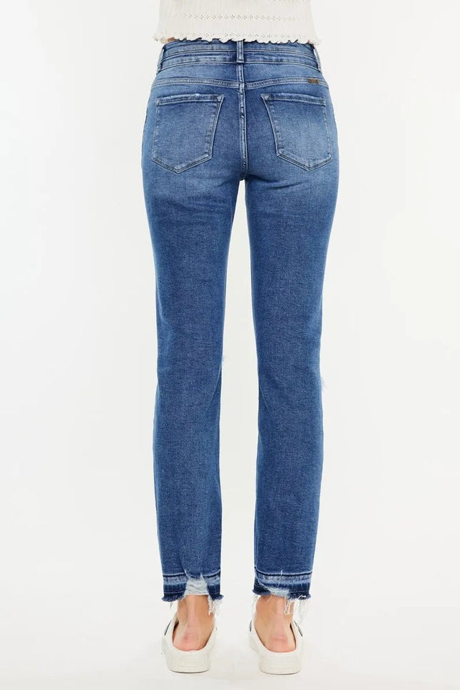 Kancan High Rise Distressed Slim Straight Jeans - THE AMERICAN BLUE