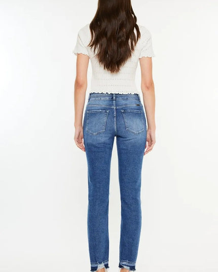 Kancan High Rise Distressed Slim Straight Jeans - THE AMERICAN BLUE