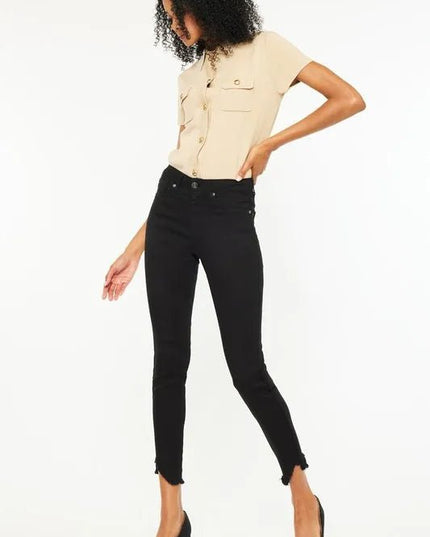 Kancan High Rise Frayed Hem Skinny Jeans - THE AMERICAN BLUE