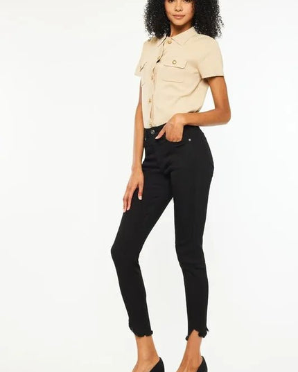 Kancan High Rise Frayed Hem Skinny Jeans - THE AMERICAN BLUE