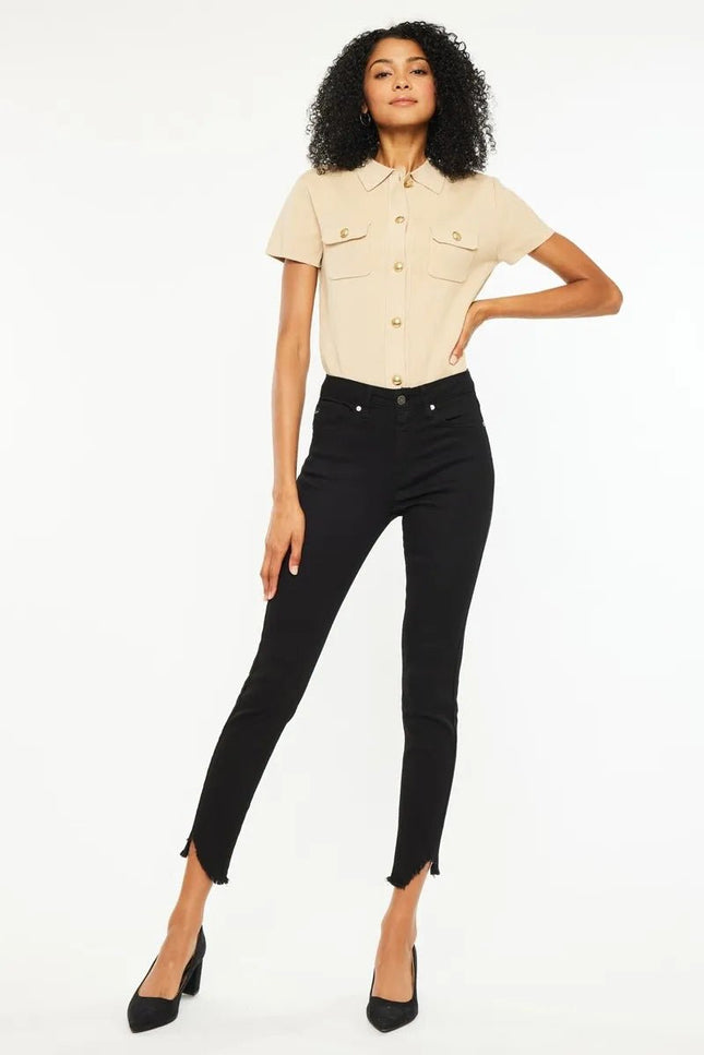 Kancan High Rise Frayed Hem Skinny Jeans - THE AMERICAN BLUE