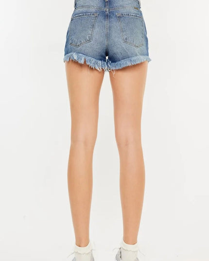 Kancan High Rise Raw Hem Denim Shorts - THE AMERICAN BLUE