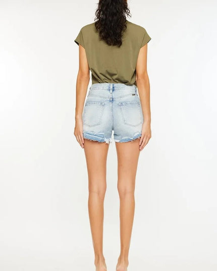 Kancan High Rise Raw Hem Denim Shorts - THE AMERICAN BLUE