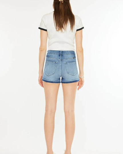Kancan High Rise Release Hem Denim Shorts - THE AMERICAN BLUE
