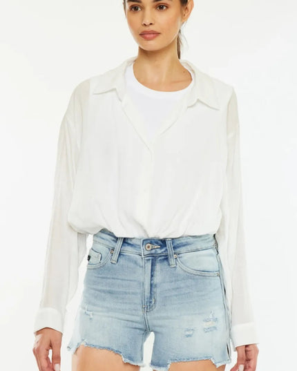 Kancan High Rise Side Slit Denim Shorts - THE AMERICAN BLUE