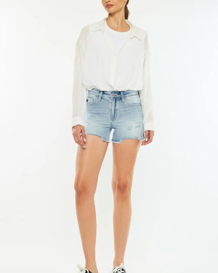 Kancan High Rise Side Slit Denim Shorts - THE AMERICAN BLUE