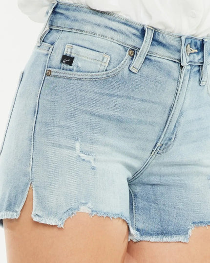 Kancan High Rise Side Slit Denim Shorts - THE AMERICAN BLUE