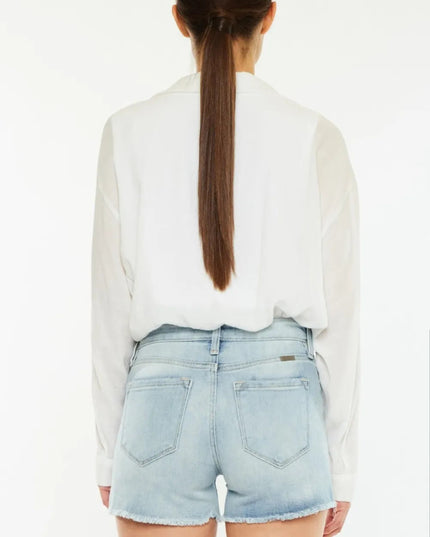 Kancan High Rise Side Slit Denim Shorts - THE AMERICAN BLUE