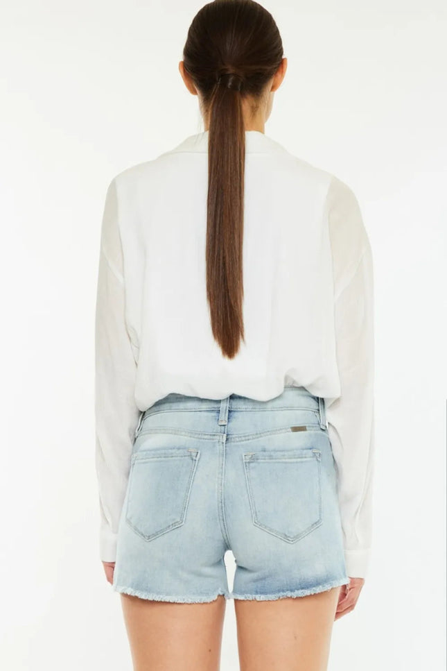Kancan High Rise Side Slit Denim Shorts - THE AMERICAN BLUE