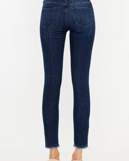 Kancan High - Rise Slim Fit Raw Hem Ankle Jeans - THE AMERICAN BLUE