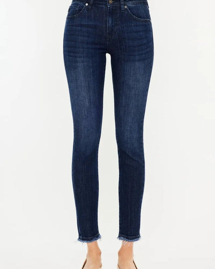 Kancan High - Rise Slim Fit Raw Hem Ankle Jeans - THE AMERICAN BLUE
