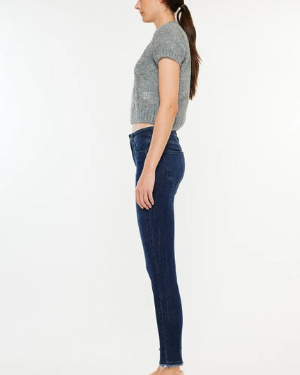 Kancan High - Rise Slim Fit Raw Hem Ankle Jeans - THE AMERICAN BLUE